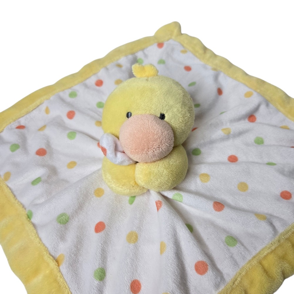 Carters Yellow Duck Lovey Security Blanket 14" Polka‎ Dot Comfort Farm Plush - Picture 2 of 9